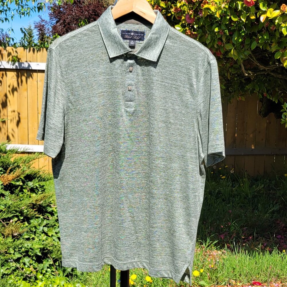 Joseph Abboud Black Label Olive Linen Polo